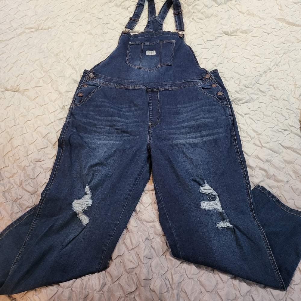 Wallflower Plus Sizs Blue Jean Overalls